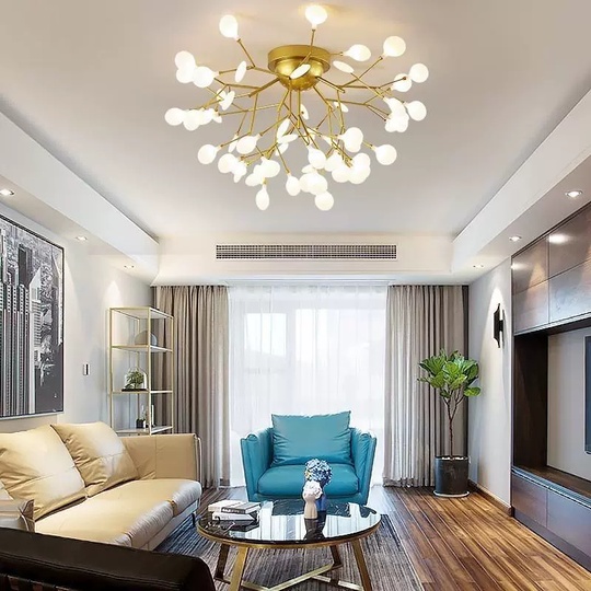 Люстра золотая Mira металл, стекло матовое, 90*57 см, G4