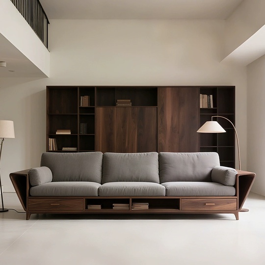 Прямой диван Emily темный орех, ткань, 260*85*80 см