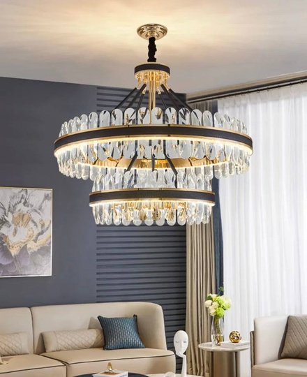 Люстра подвесная BIHTER 80*45 золото, кристалл, металл, LED.