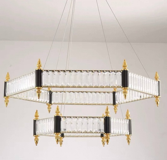 Люстра подвесная, золото, кристалл, ARON 80*45, металл, LED.