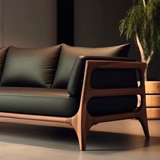 Прямой диван Edwards темный орех, кожа, 200*80*70 см