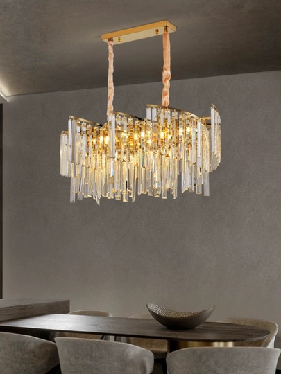 Люстра подвесная, золото, кристалл, KALISTA 80*35, металл, E14.