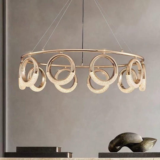 Светильник подвесной золотой Elmara, металл, трос 100 см, 40*26 см, LED