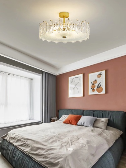 Люстра подвесная, медный, стекло, ORIOLE 50*27, металл, E14.