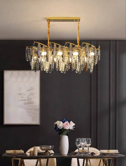 Люстра подвесная, золото, хрусталь, HUNTER 100*40 металл, E14.