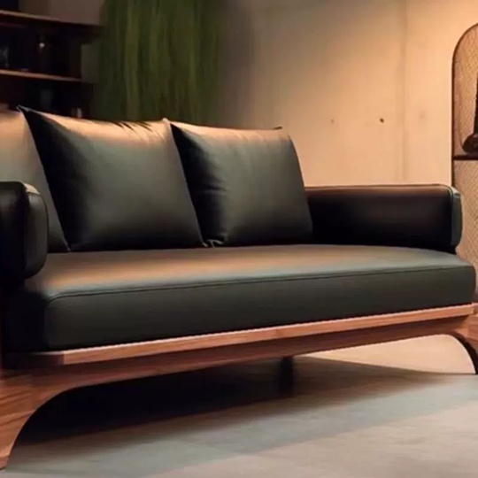 Прямой диван Louis темный орех, кожа, 200*80*70 см