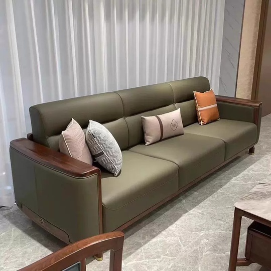 Прямой диван Evans темный орех, кожа, 262*90*93 см