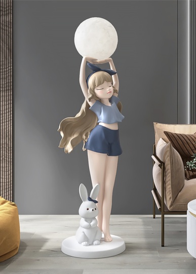 Торшер девушка с шаром купить Bunny Girl. Светодиодный, E27, Стекло, 120*36 см. Напольный светильник