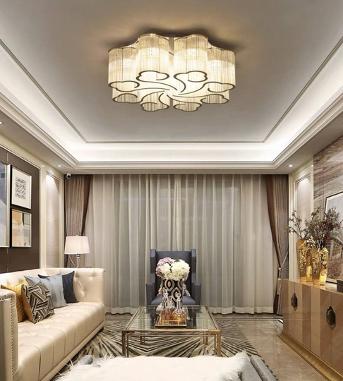 Люстра подвесная, хром, ПММА, KASIA 60*24, металл, E14.