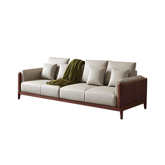 Прямой диван Diana темный орех, кожа, 240*85*80 см