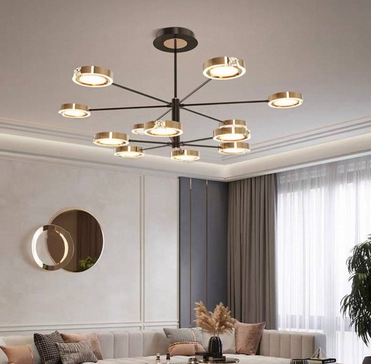 Люстра черная, золото Elixor, металл, 110*65 см, светодиодная, LED