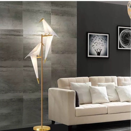 Торшер журавль-оригами, золото Shadoof Two 75*165, LED, металл, ПММА