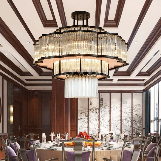 Люстра подвесная, черный, стекло, AYCAN 60*60, металл, E14.