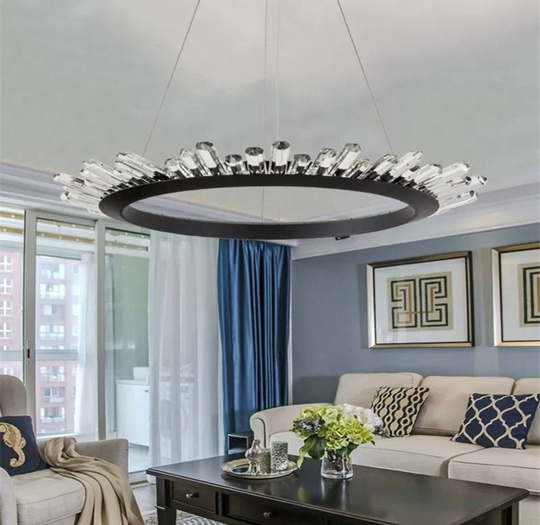 Люстра подвесная, черный, кристалл, JEREMY 100*15 металл, LED.