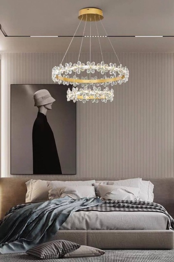 Люстра подвесная, золото, хрусталь, FERGUS 40*60, металл, LED