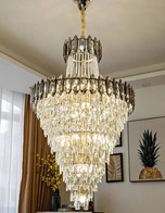 Люстра подвесная, золото, дымчатый, кристалл,  DARK WOLF 50*90 металл, E14.