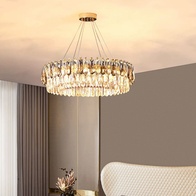 Люстра подвесная ARZU 100*22 золото, кристалл, металл, Е14.