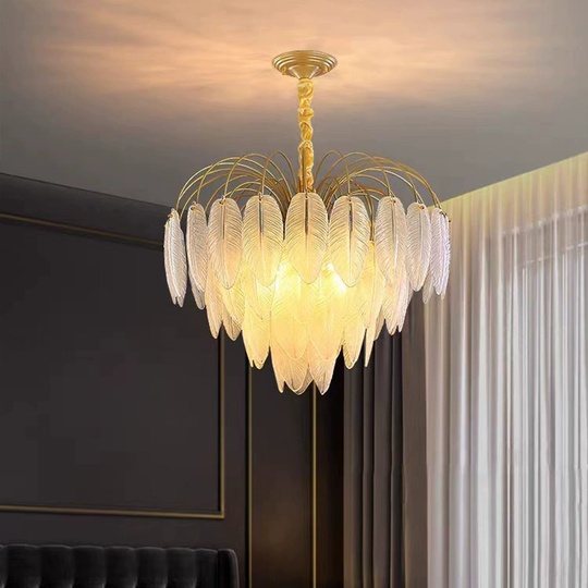 Люстра подвесная FADIME 80*38 золото, стекло, металл, Е14.