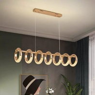 Светильник подвесной золотой Elenthos, металл, трос 100 см, 105*21 см, LED