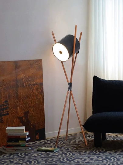 Торшер, черный, Bender 58*173, LED, дерево, искусственная кожа, ПММА