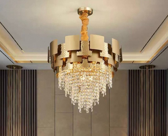 Люстра подвесная золотая Alvirox, металл, хрусталь, 78*58 см, E14