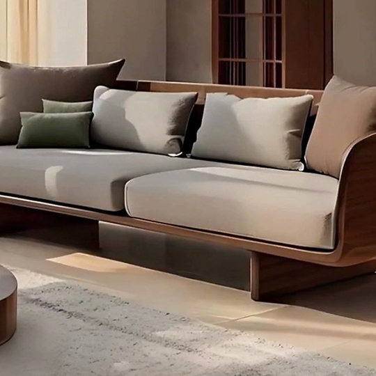 Прямой диван Angela темный орех, кожа, 240*85*75 см