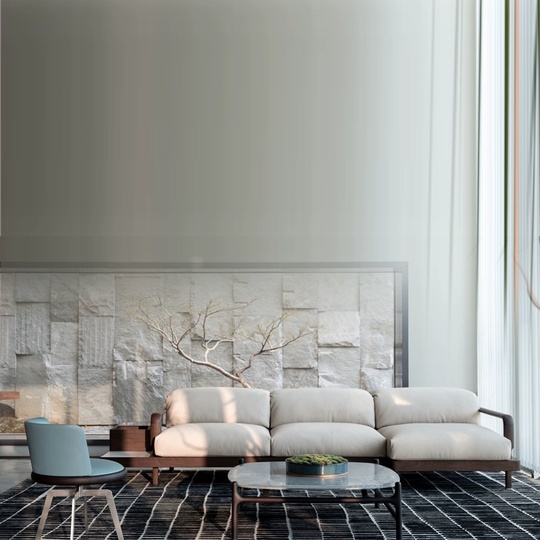 Прямой диван Wright темный орех, ткань, 325*125*73 см