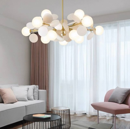 Люстра подвесная, золотисто-песочный, ПММА, CHUCK 60*26, металл, G9