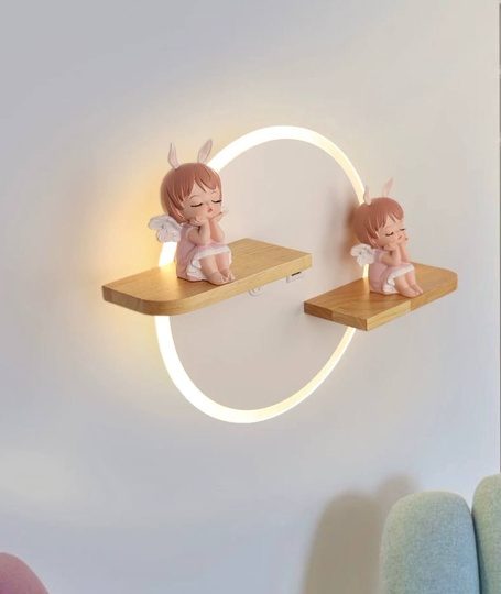 Настенный светильник, Бра, GABE 30*19, белый, дерево, металл, LED.