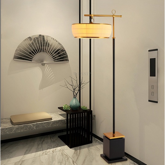 Напольный светильник абажур, черный с золотом COFOT, E27, 15 Вт