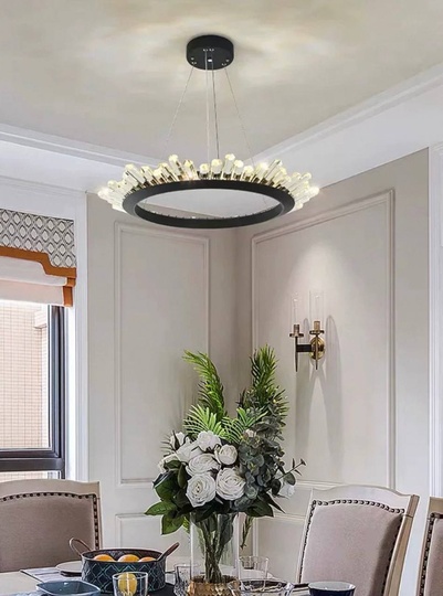 Люстра подвесная, черный, кристалл, JEREMY 100*15 металл, LED.