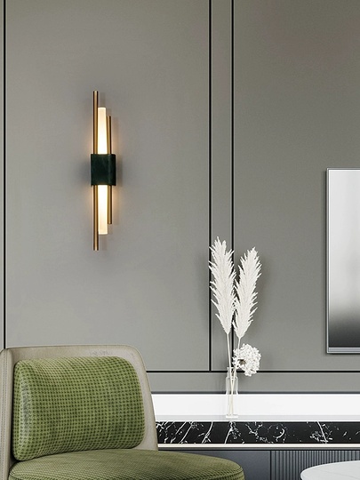 Настенный светильник KELEMA, Бра, 8*65, зеленый, мрамор, металл, LED.