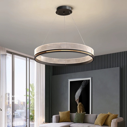 Люстра подвесная, черная, ПММА, MYLES BLACK 80*7, металл, LED