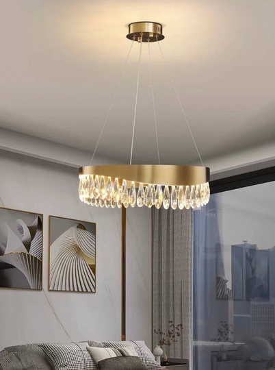 Люстра подвесная, медь, кристалл, GUNHAN 40*25, металл, LED.