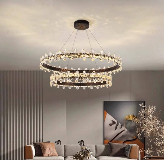 Люстра подвесная, черный, хрусталь, CRISPIN 40*60, металл, LED