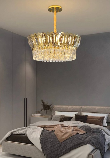 Люстра подвесная, золото, кристалл, DAMIAN 80*23 металл, E14.