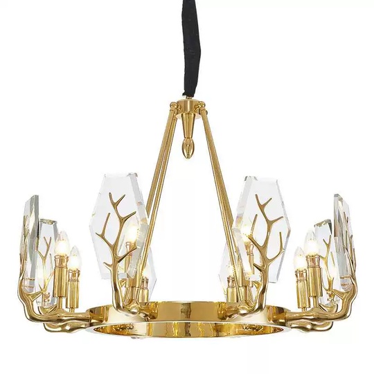 Светильник подвесной медный Elzure, медь, кристалл, 75*55 см, Е14