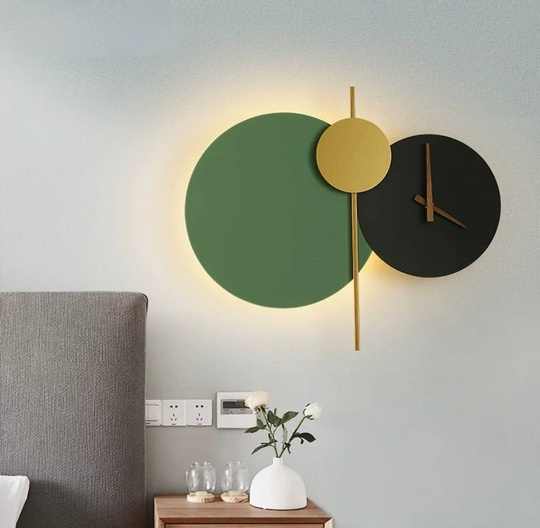 Настенный светильник, Бра, FRANKLIN 40*48, зеленый, черный, золотой, металл, LED.