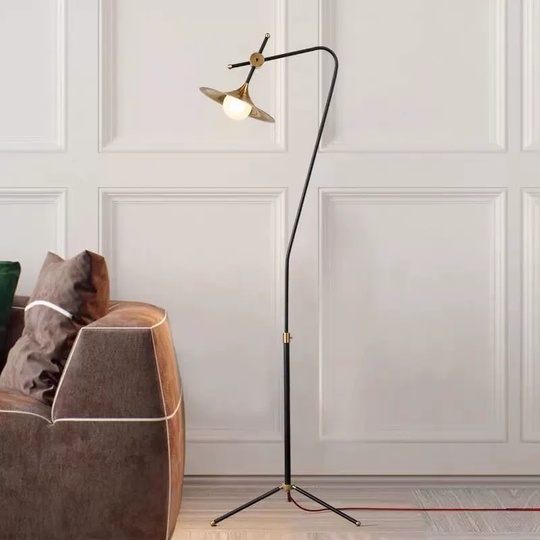 Торшер, золото, черный, Grasshopper 46*187, светодиодный, E27, металл