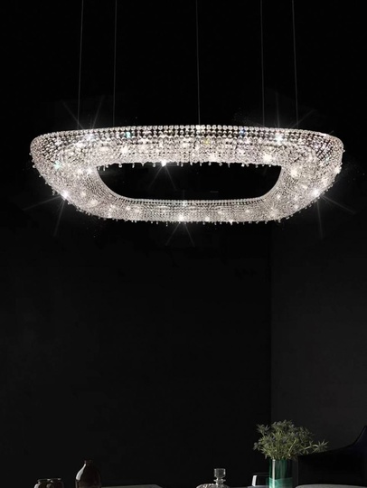 Люстра подвесная, серебро, хрусталь, SUSAN 60*60*22 металл, G9.