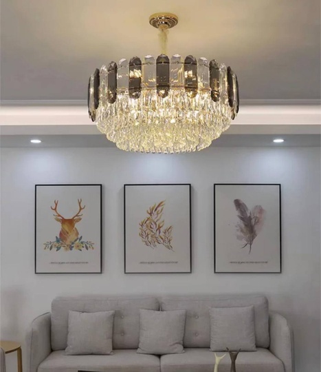 Люстра подвесная BERKE 80*35 дымчатый, стекло, металл, Е14.