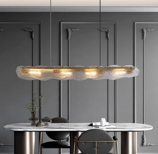 Светильник подвесной бронзовый Alephoid, металл, стекло, трос 150 см, 120*13 см, Е14