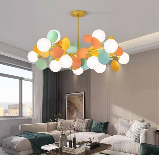 Люстра подвесная, золотисто-песочный, цветной, ПММА, CHUBI 60*26, металл, G9