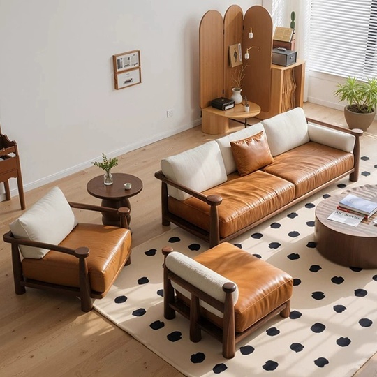 Прямой диван Chloe темный орех, кожа, 230*100*78 см