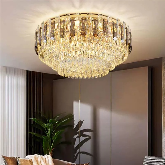 Потолочный светильник, медь, хрусталь, DIANA 40*26 металл, Е14.