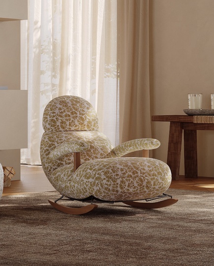 Кресло качалка янтарного цвета Amber, 72*109*86 см, ткань, металл