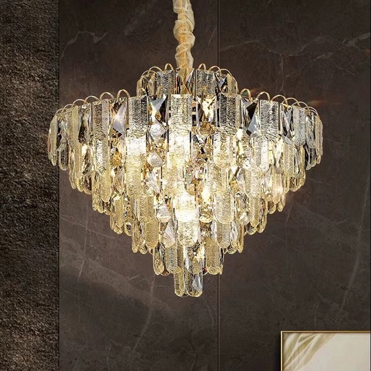 Люстра подвесная, золото, хрусталь, THOMAS 50*45 металл, E14.