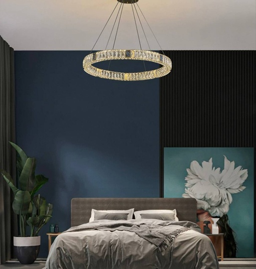 Люстра подвесная CEREN 80*150 золотой, хрусталь, металл, LED.