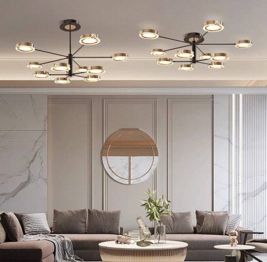 Люстра черная, золото Elixor, металл, 100*54 см, светодиодная, LED