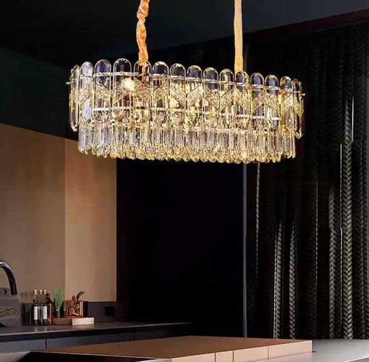 Люстра подвесная BIRCE 80*26 золото, кристалл, металл, E14.